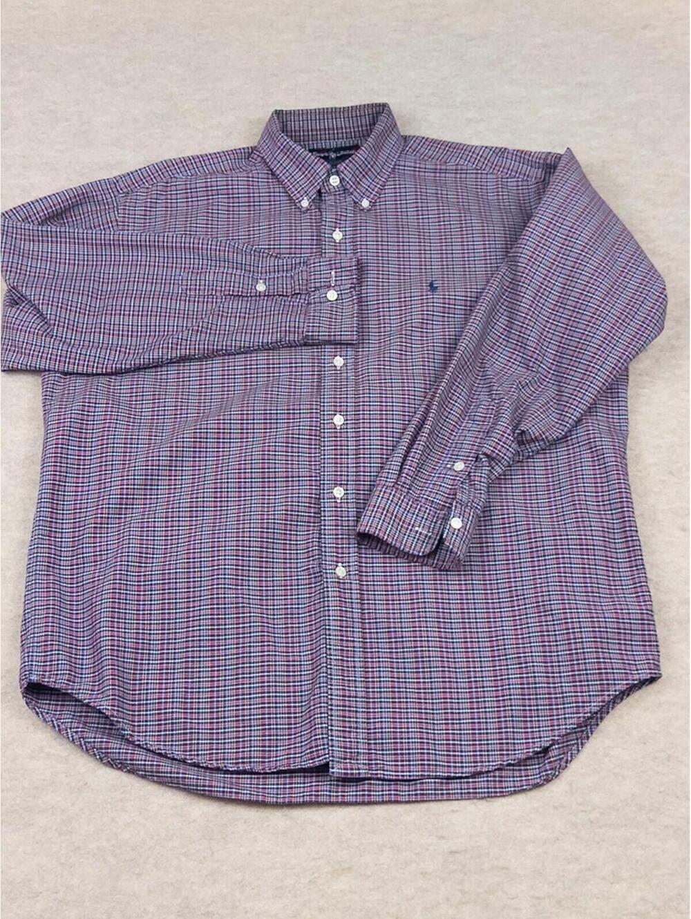 Ralph Lauren Blake Men's Large Plaid Button-Down Shirt 100% Cotton